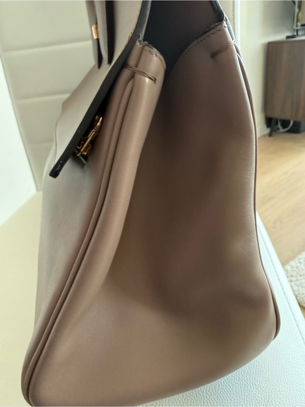 Salvatore Ferragamo Studio Leather Top Handle Bag Mud Gold Hardware - Picture 7 of 9